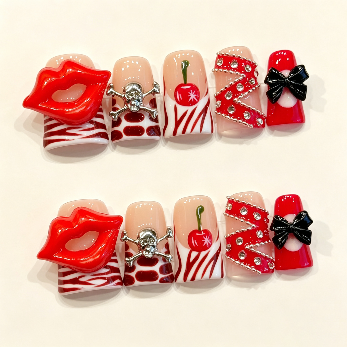 Red Hot Spicy | Short Duck Press‑on Nails