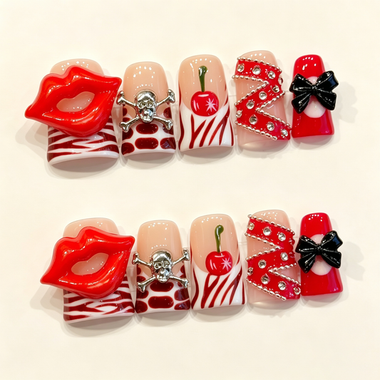 Red Hot Spicy | Short Duck Press‑on Nails