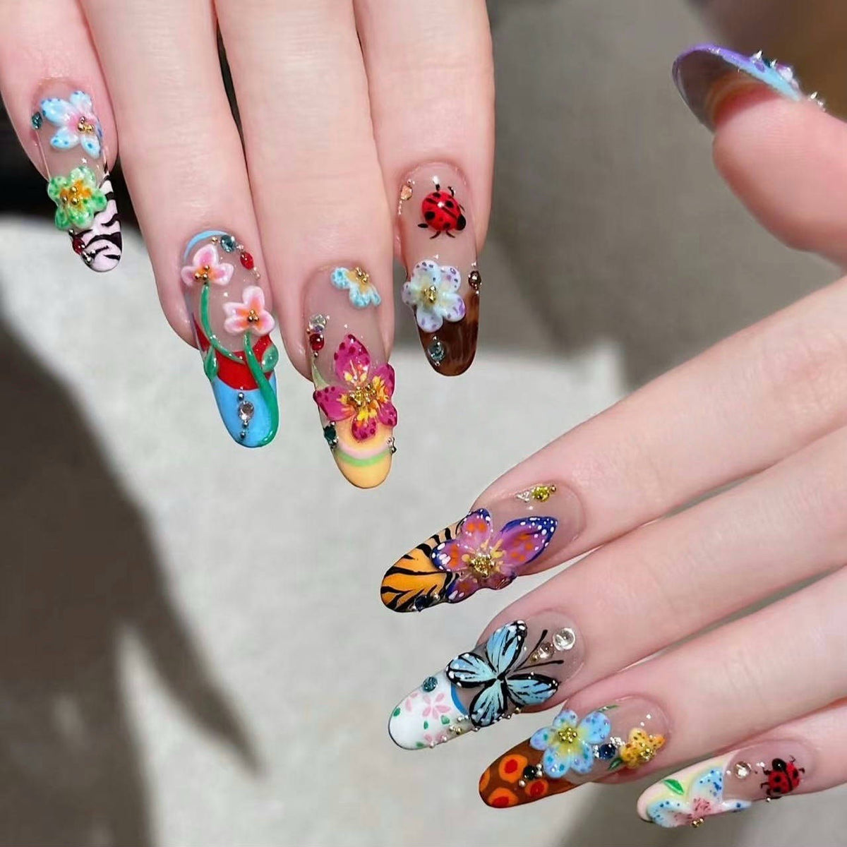 Maren Bloom | Long Almond Press‑on Nails