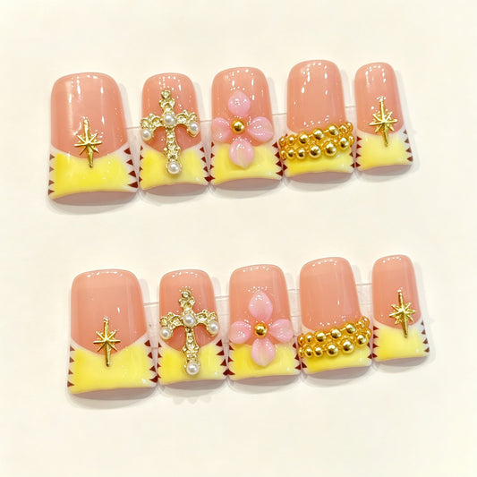 Golden Peach Shine | Short Duck Press‑on Nails