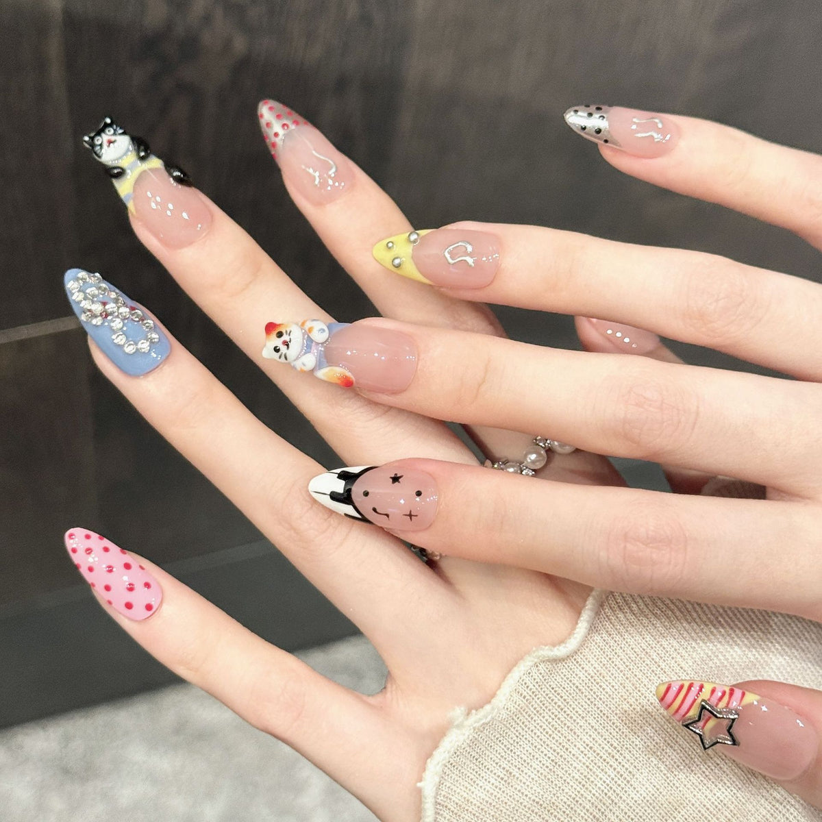 Play Doodle | Medium Almond Press‑on Nails