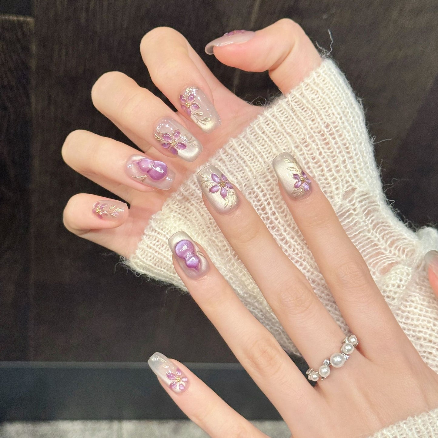 Amethyst Gourd | Medium Square Press‑on Nails