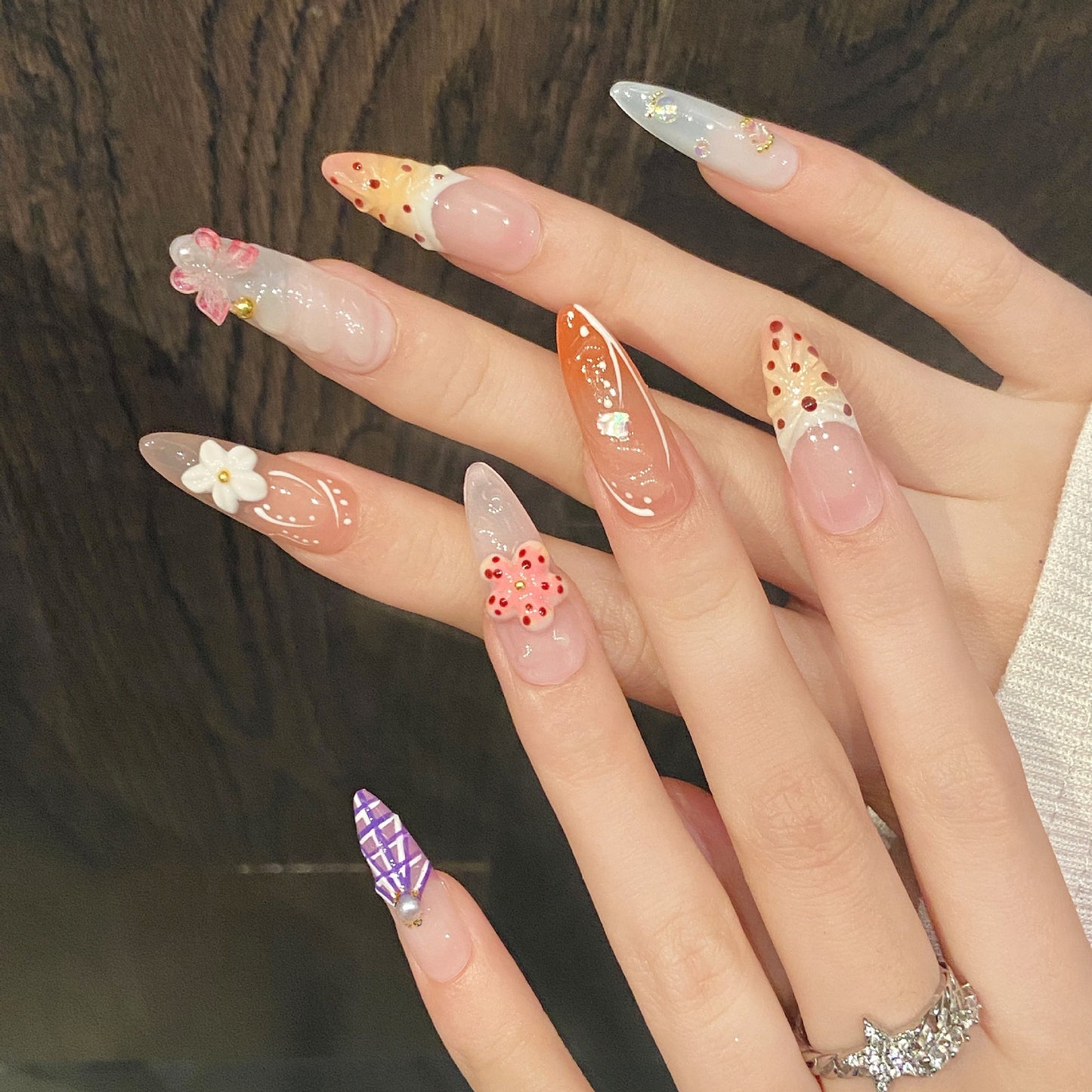 Lani Tropic | Long Almond Press‑on Nails
