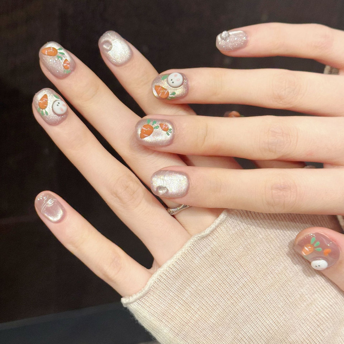Carrot Bunny | Short Square Press‑on Nails