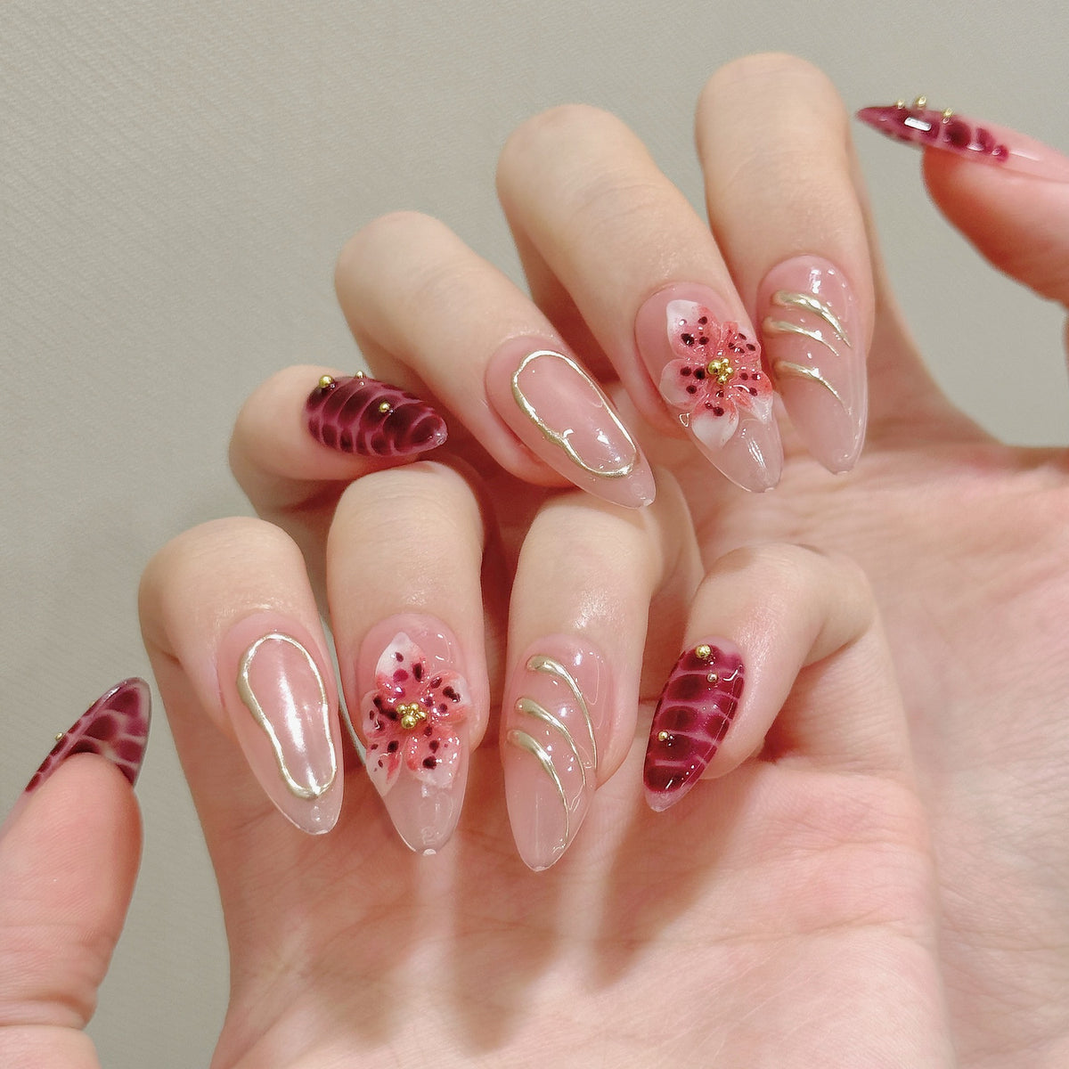 Ruby Ember | Medium Almond Press‑on Nails