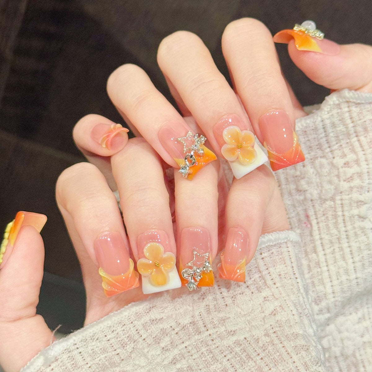 Tangerine Daydream | Short Duck Press‑on Nails