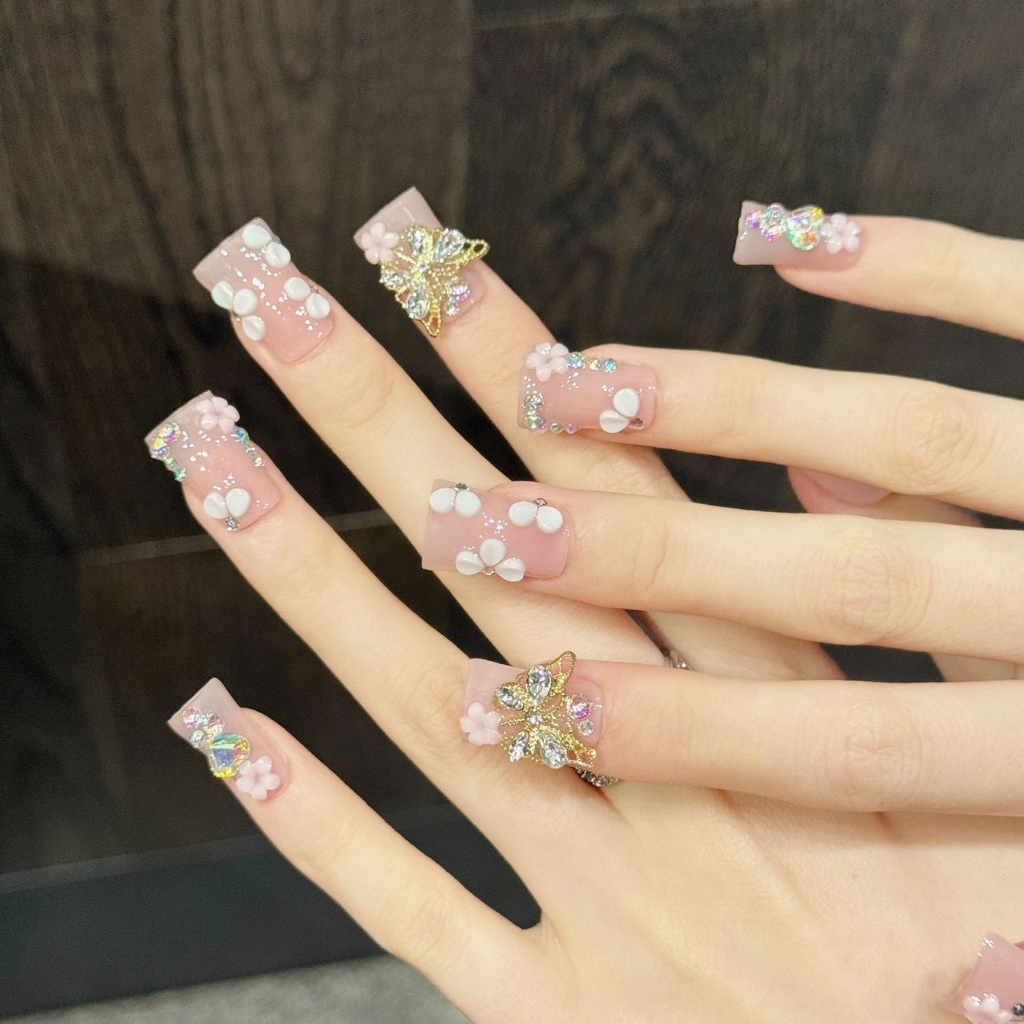 Rosy Monarch | Short Duck Press‑on Nails