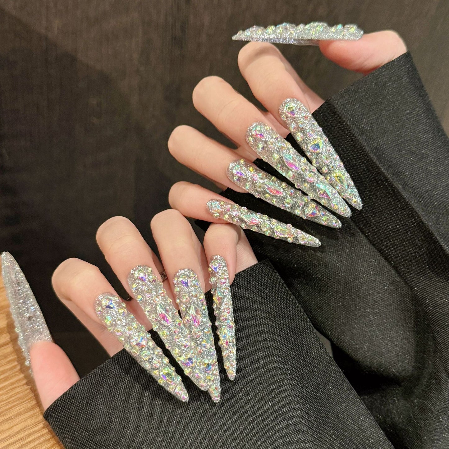 Crystal Aura | Long Stiletto Press‑on Nails
