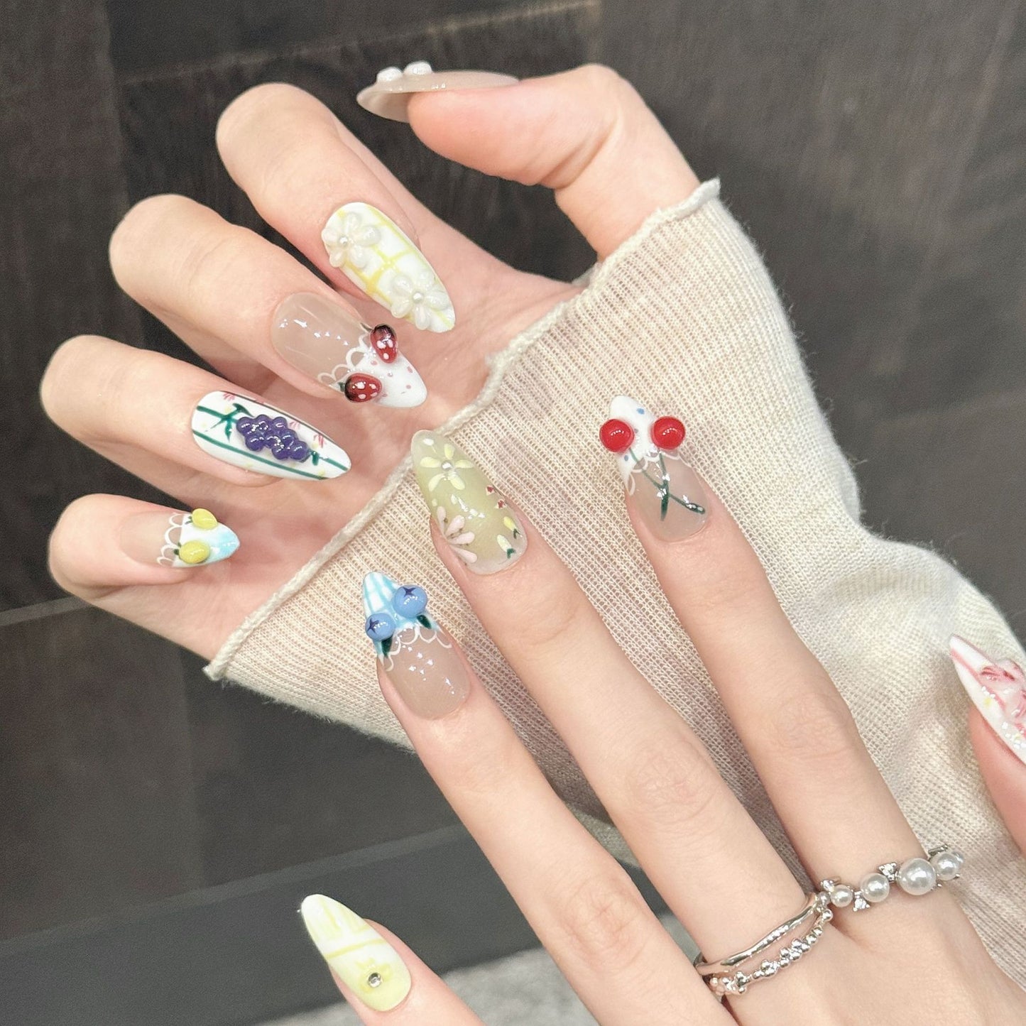 Fruit Breeze | Medium Almond Press‑on Nails