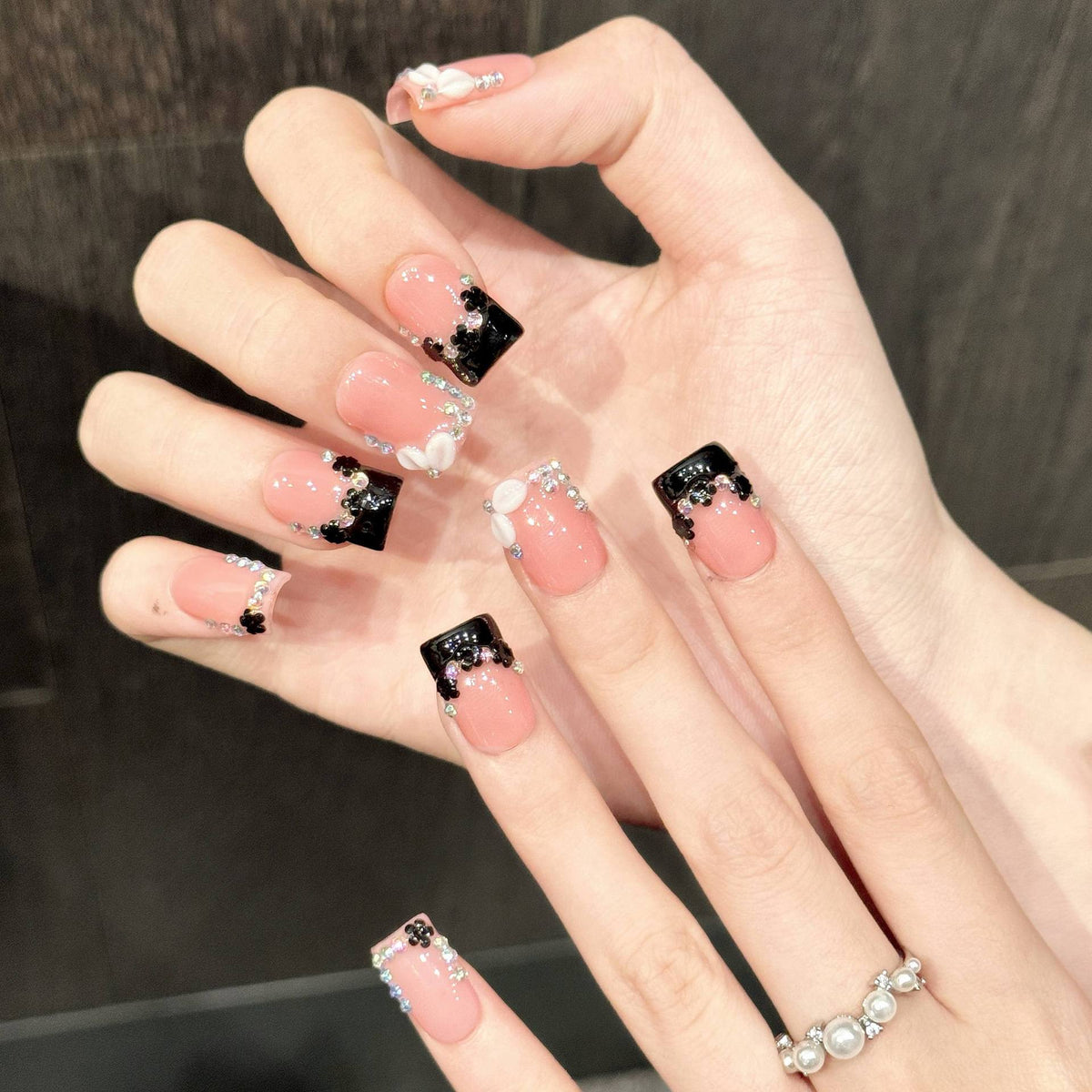 Blush Noir | Short Square Press‑on Nails