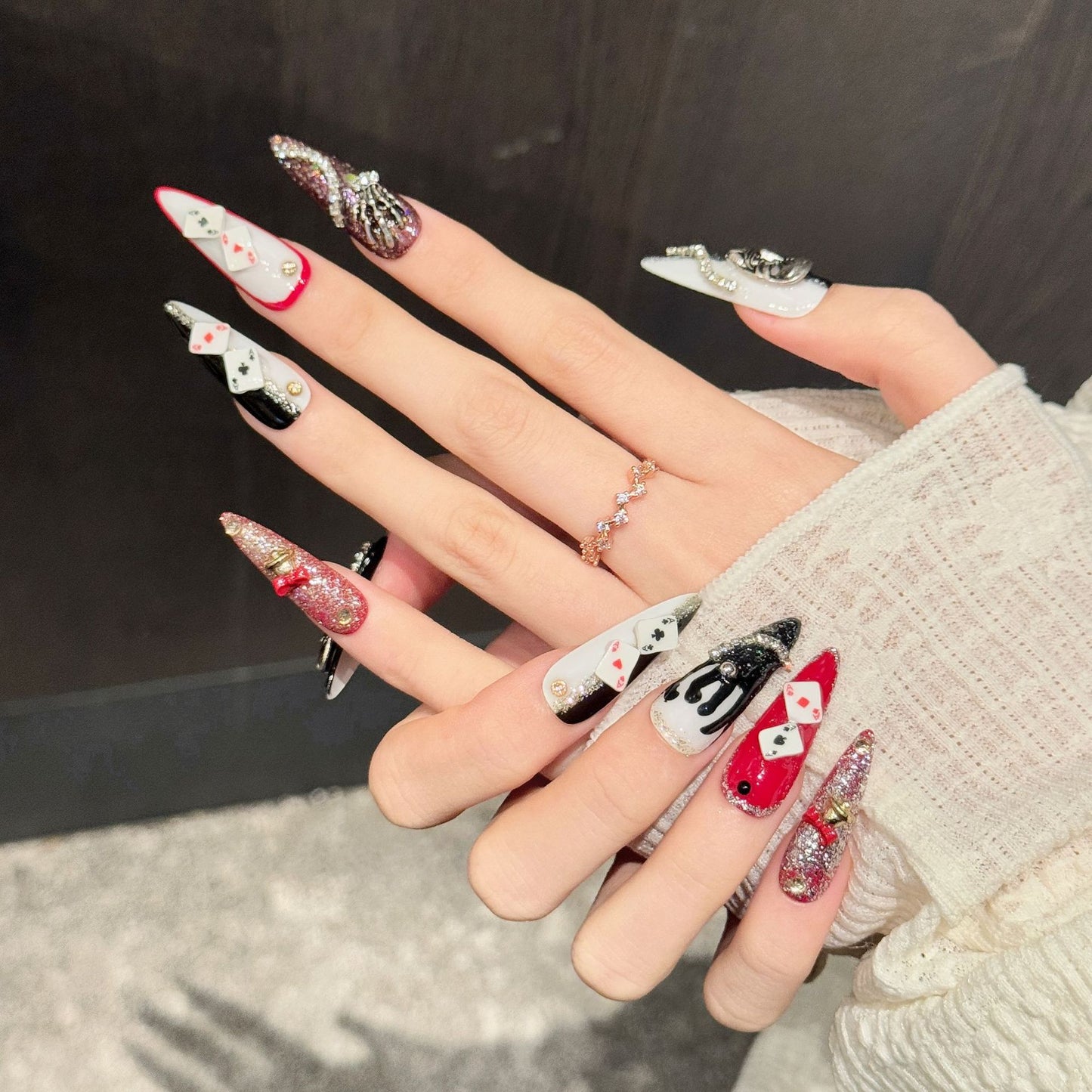 Mask Rove | Long Stiletto Press‑on Nails