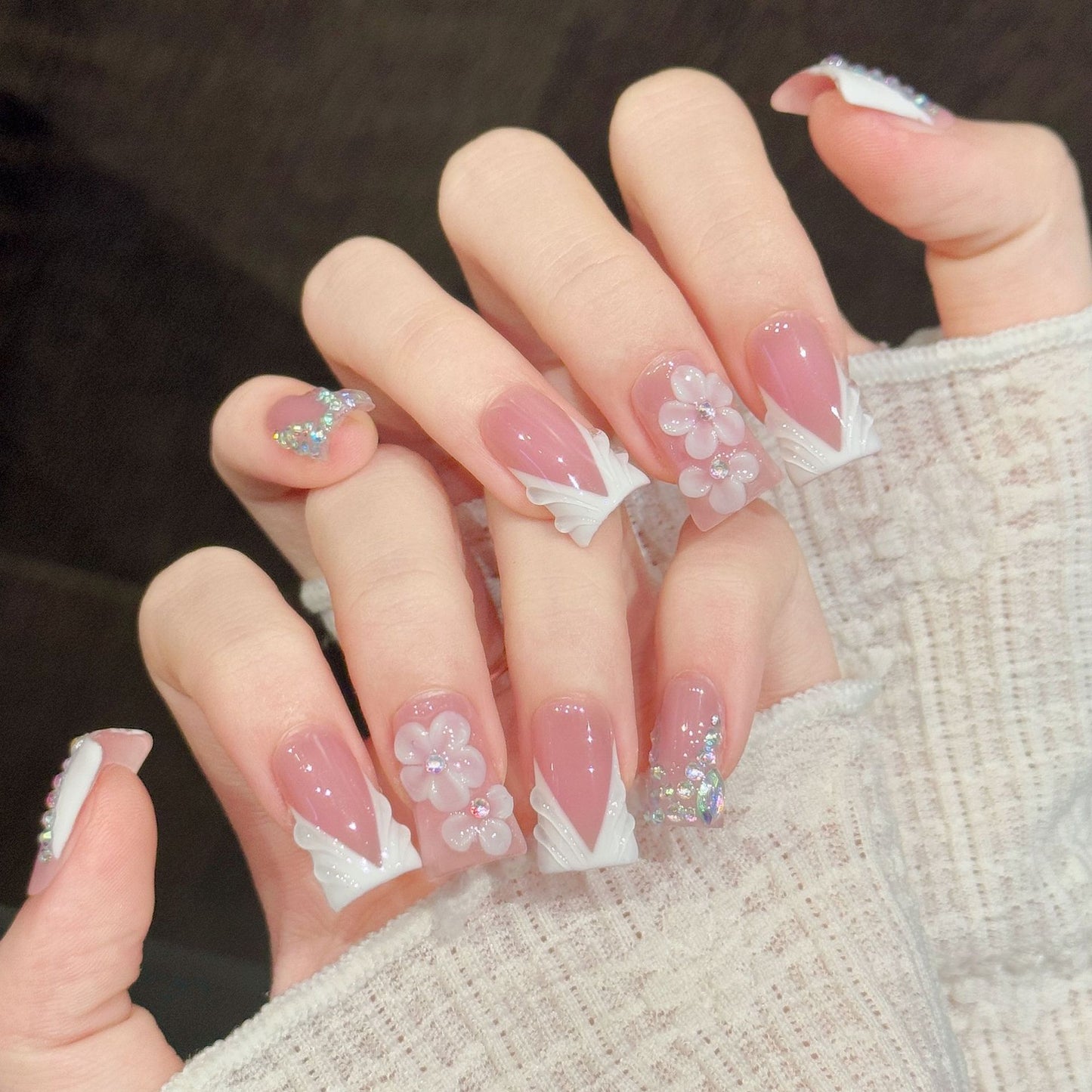 Blush Crystal | Short Duck Press‑on Nails