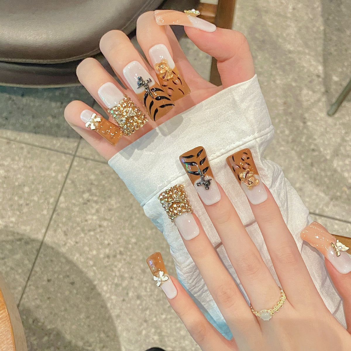 Caramel Charm | Long Duck Press‑on Nails