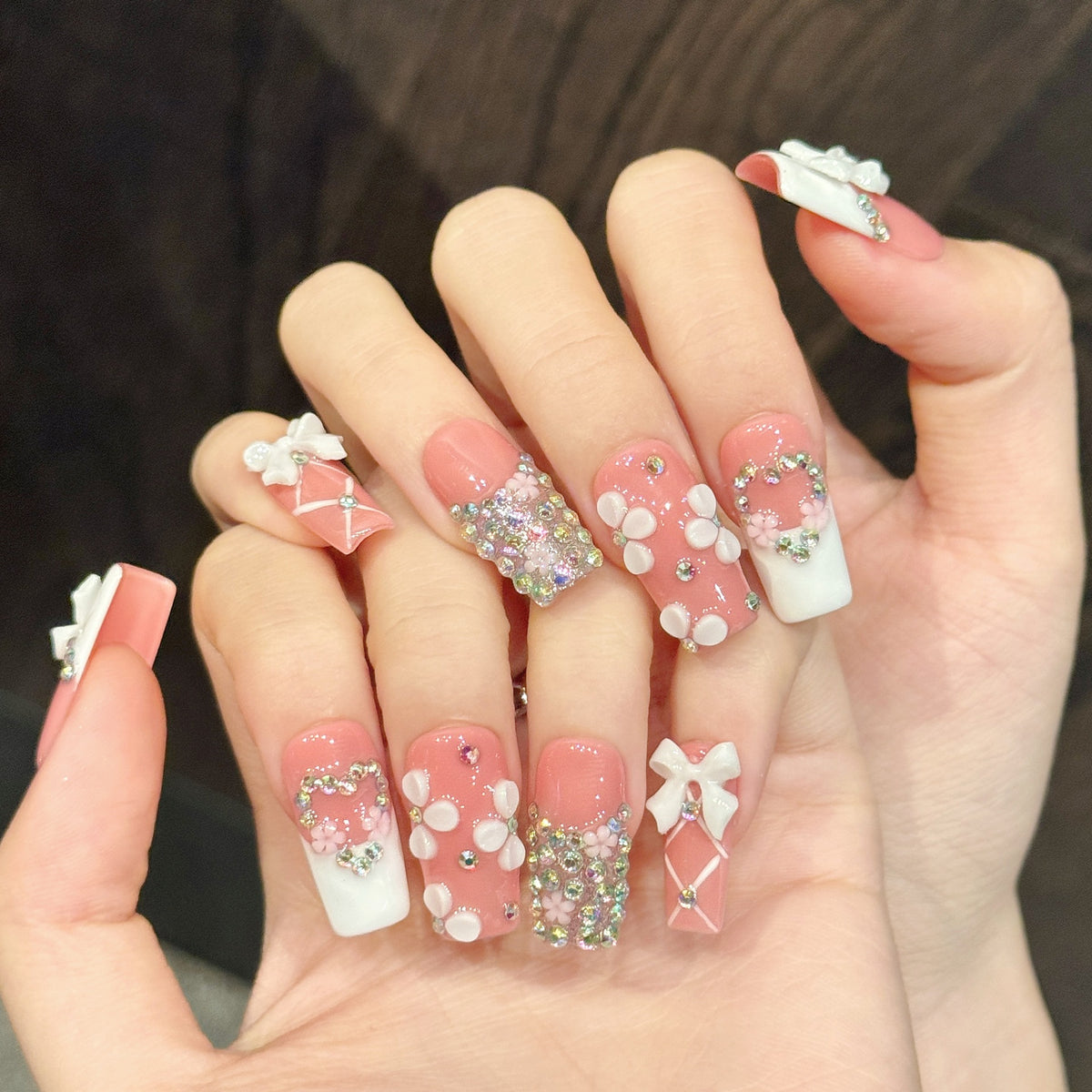 Peach Charm | Long Square Press‑on Nails