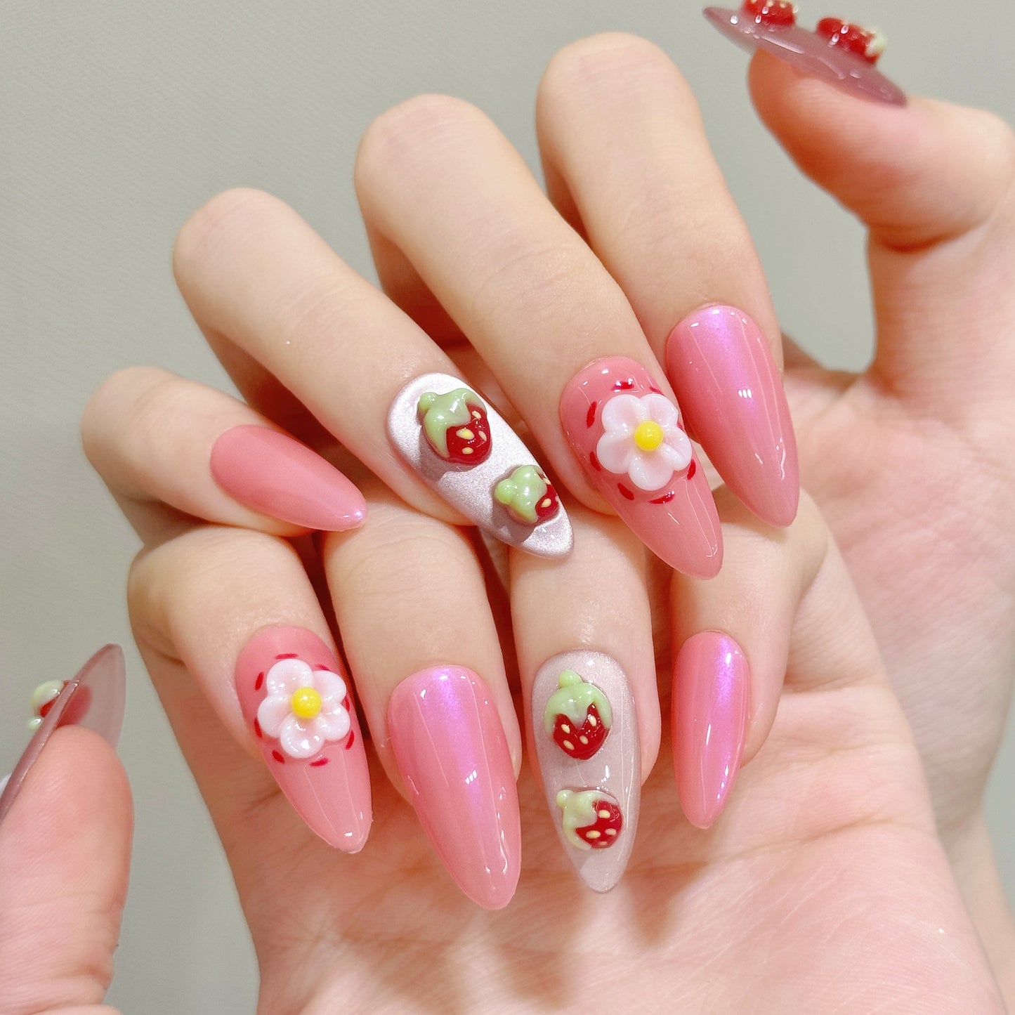 Coral Nectar | Medium Almond Press‑on Nails