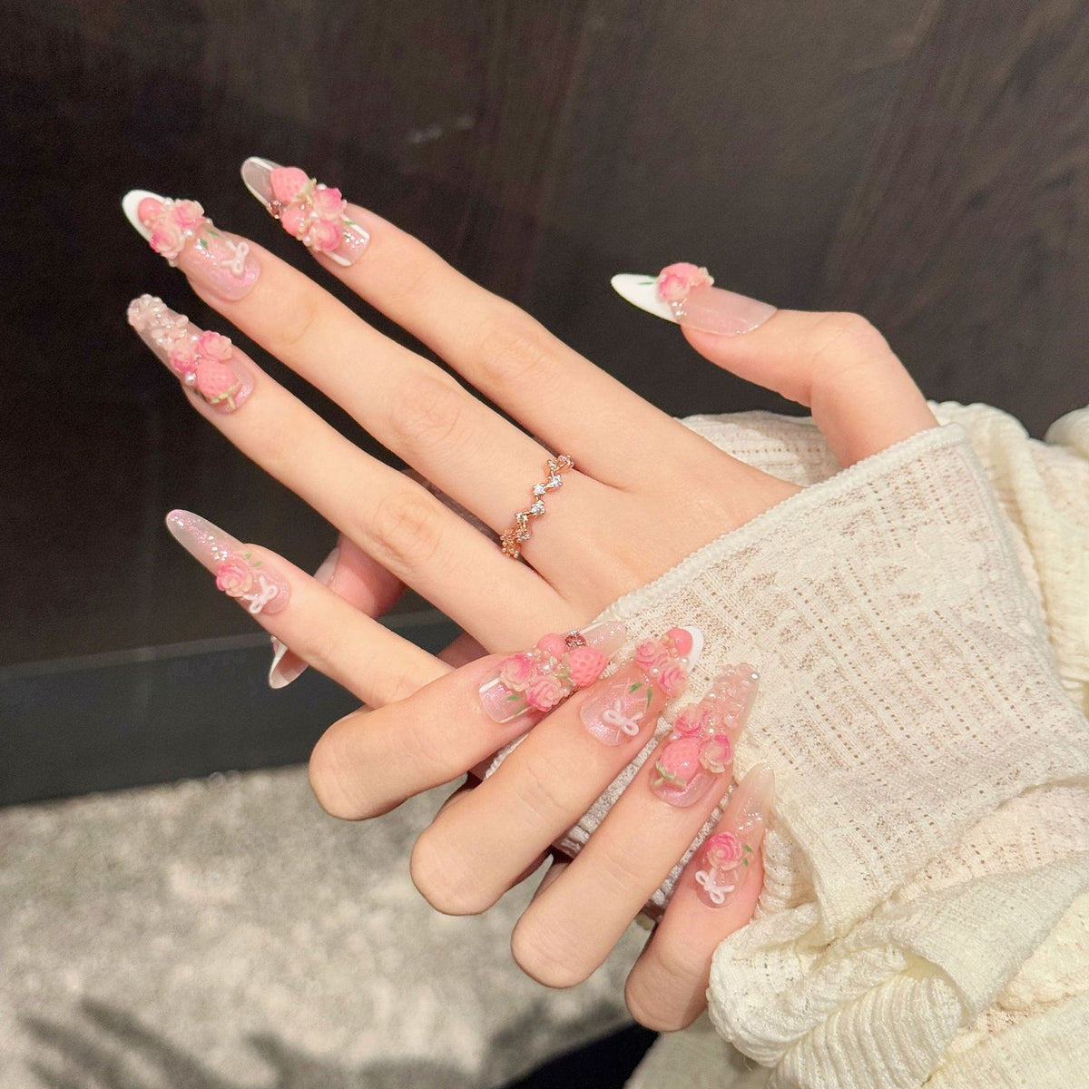Peach Faye | Long Oval Press‑on Nails