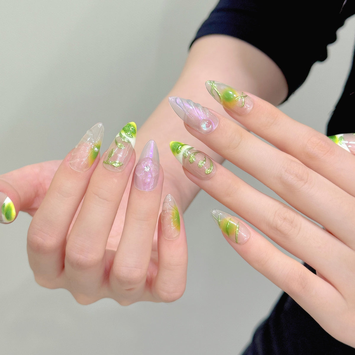 Vernal Whisper | Medium Almond Press-on Nails