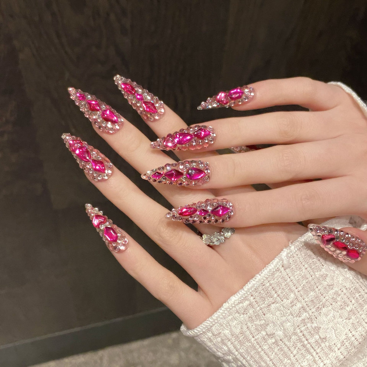 Fuchsia Spark | Long Stiletto Press‑on Nails
