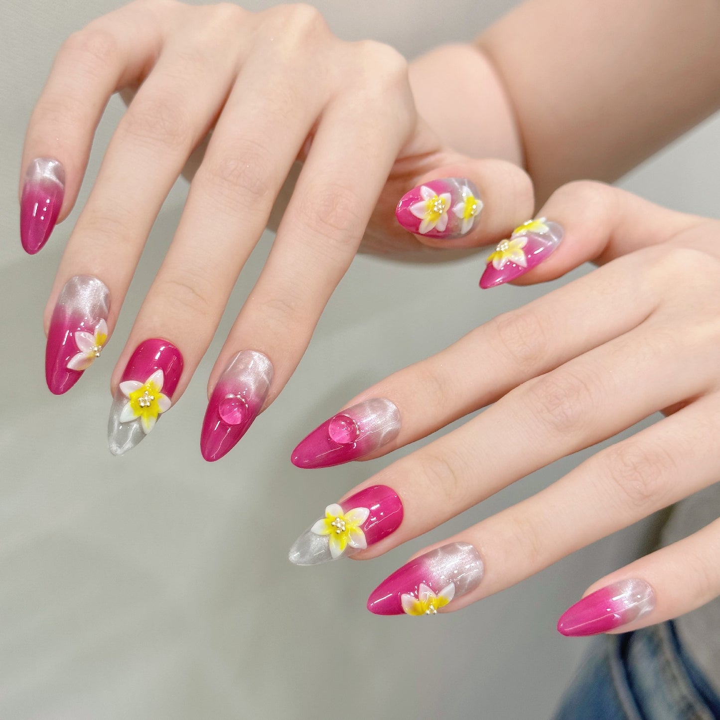 Magenta Solis | Medium Almond Press‑on Nails