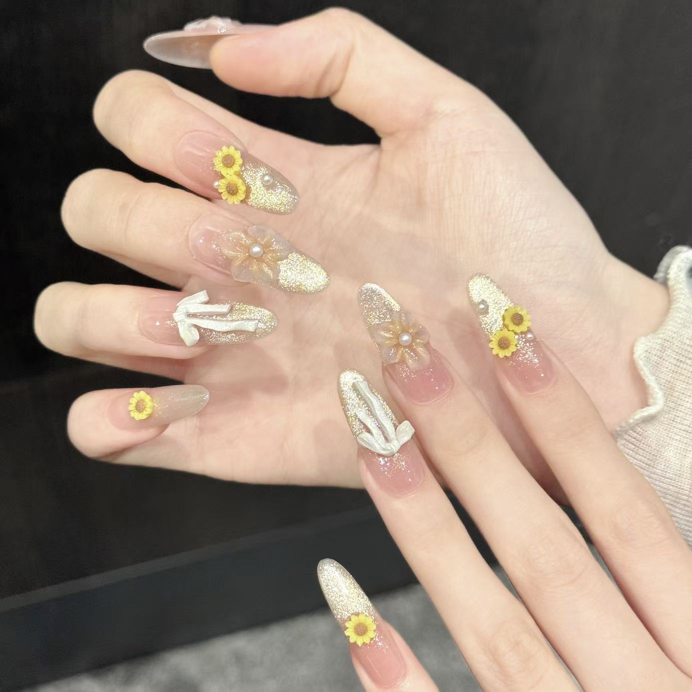 Honey Sun | Long Oval Press‑on Nails