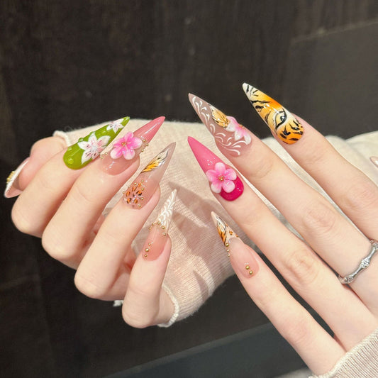Blush Wild | Long Stiletto Press‑on Nails