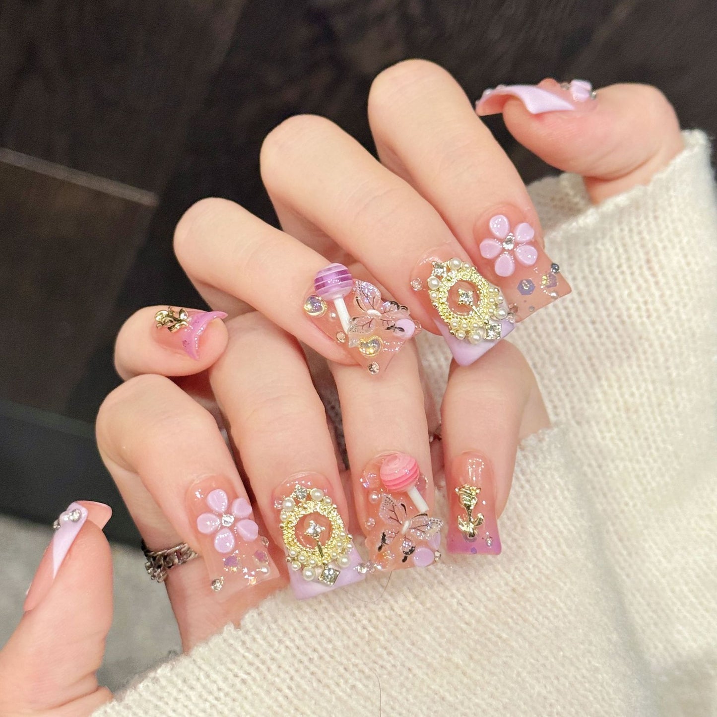 Peach Candy Glimmer | Short Duck Press‑on Nails