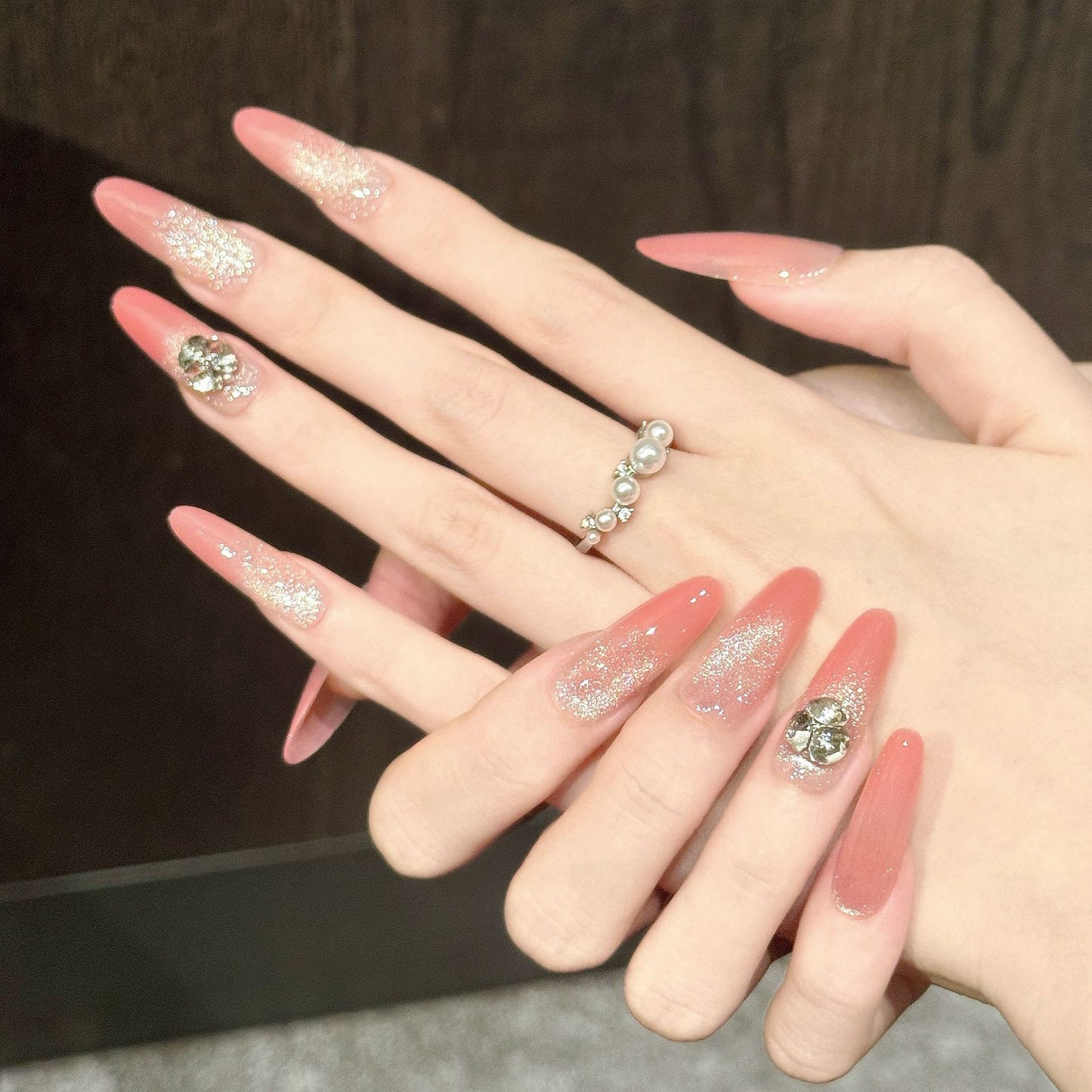 Sunset Shine | Long Oval Press‑on Nails