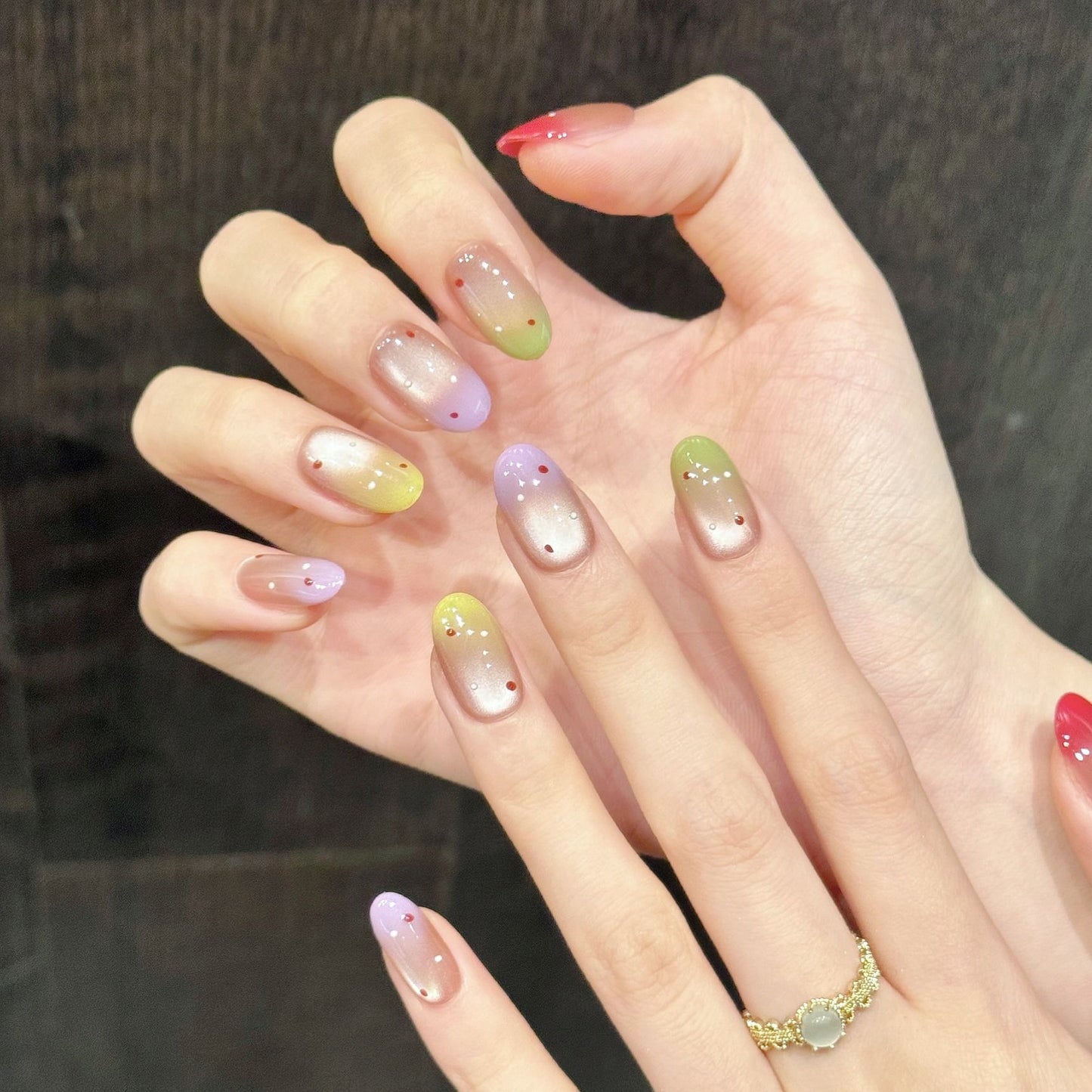 Fruity Aurora | Short Oval Press‑on Nails