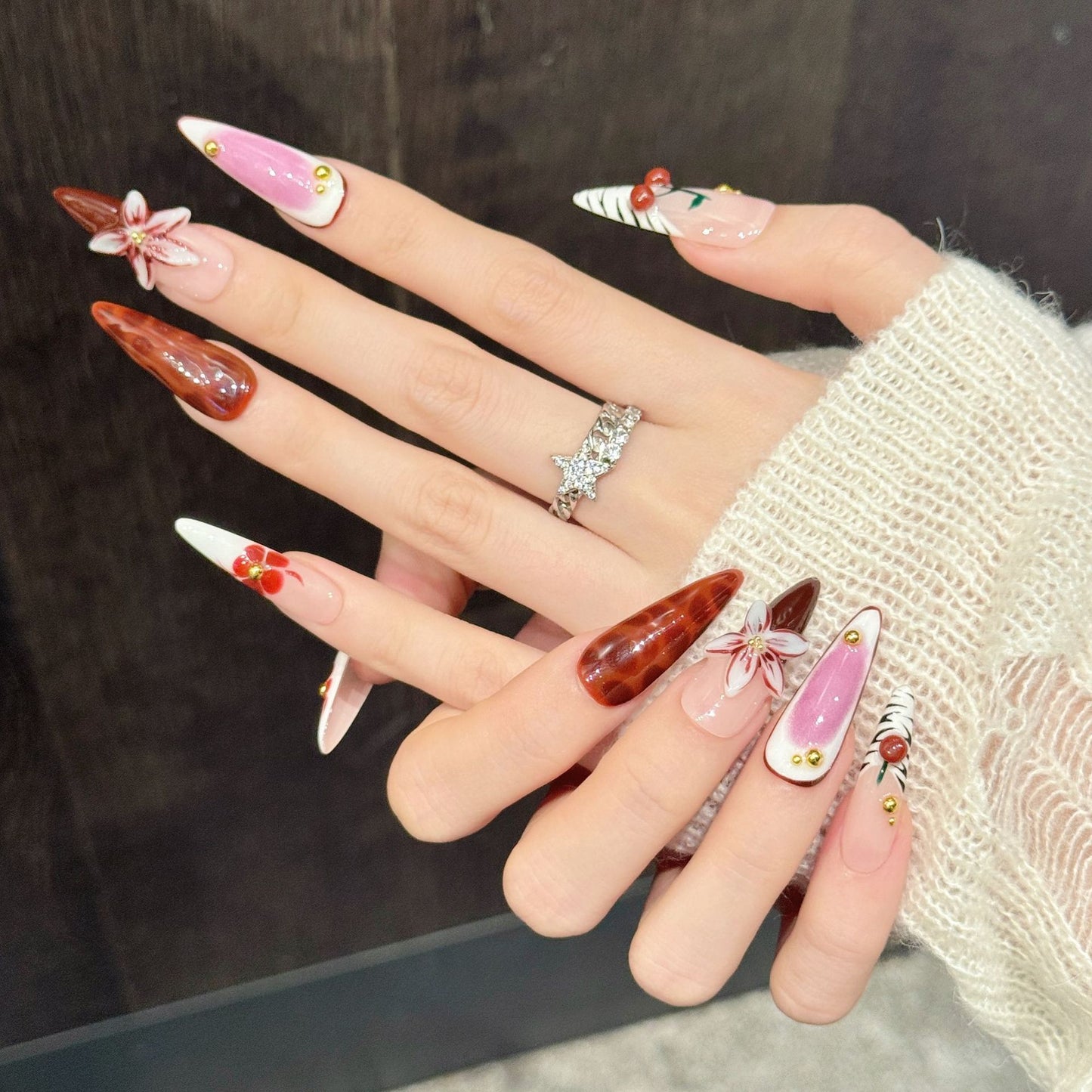 Rina Blush | Long Stiletto Press‑on Nails