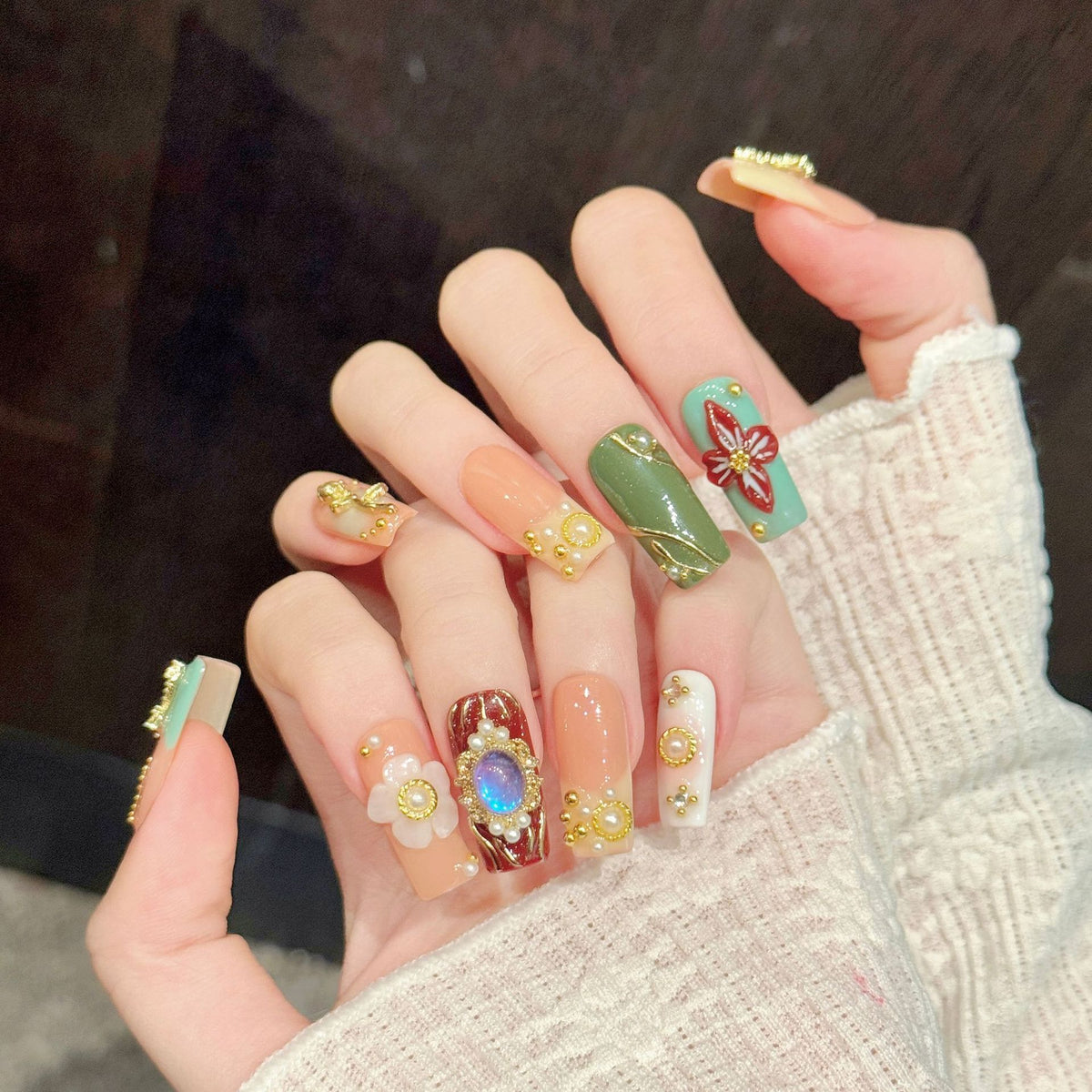 Elara Lux | Long Square Press‑on Nails