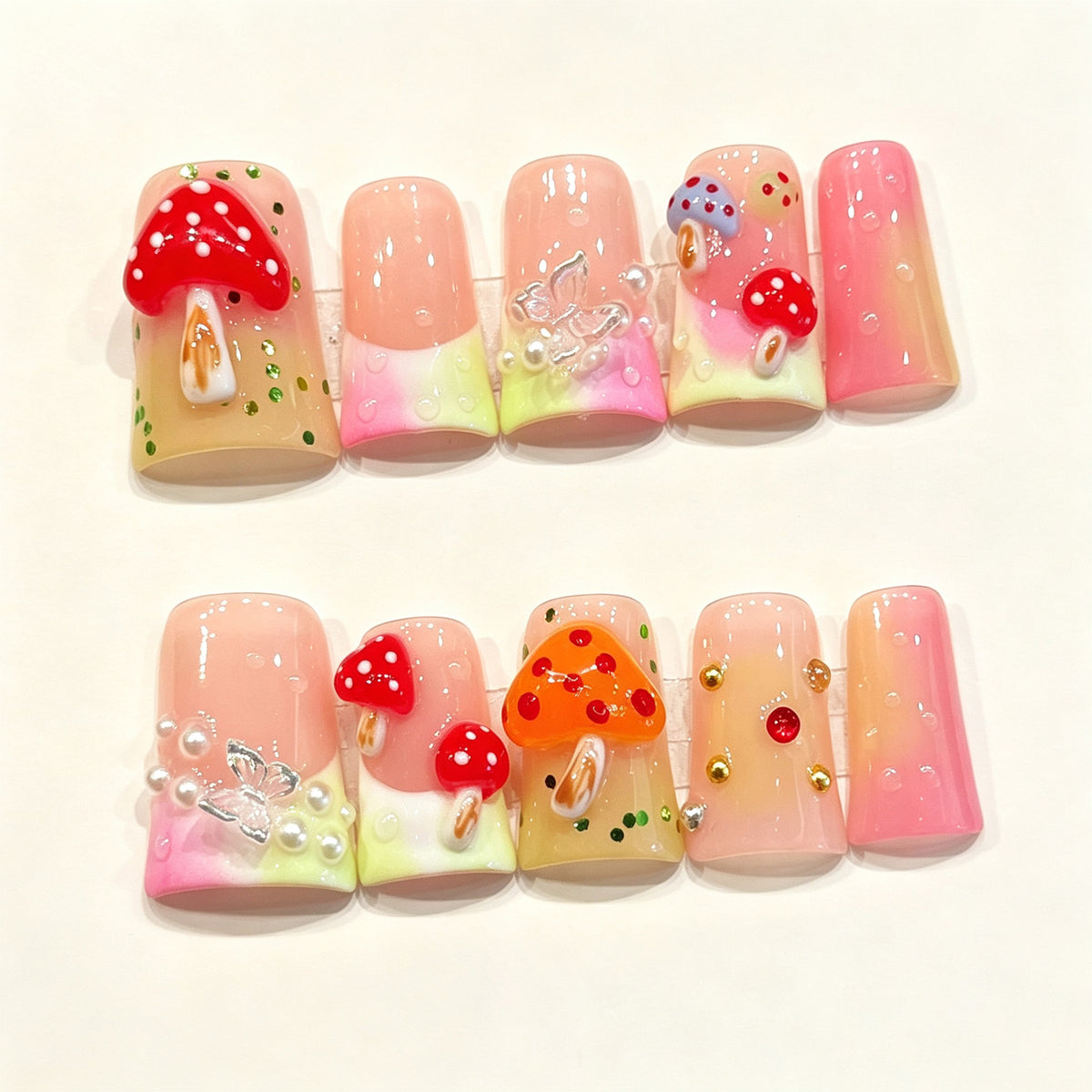 Fairy Mushroom Glow | Short Duck Press‑on Nails