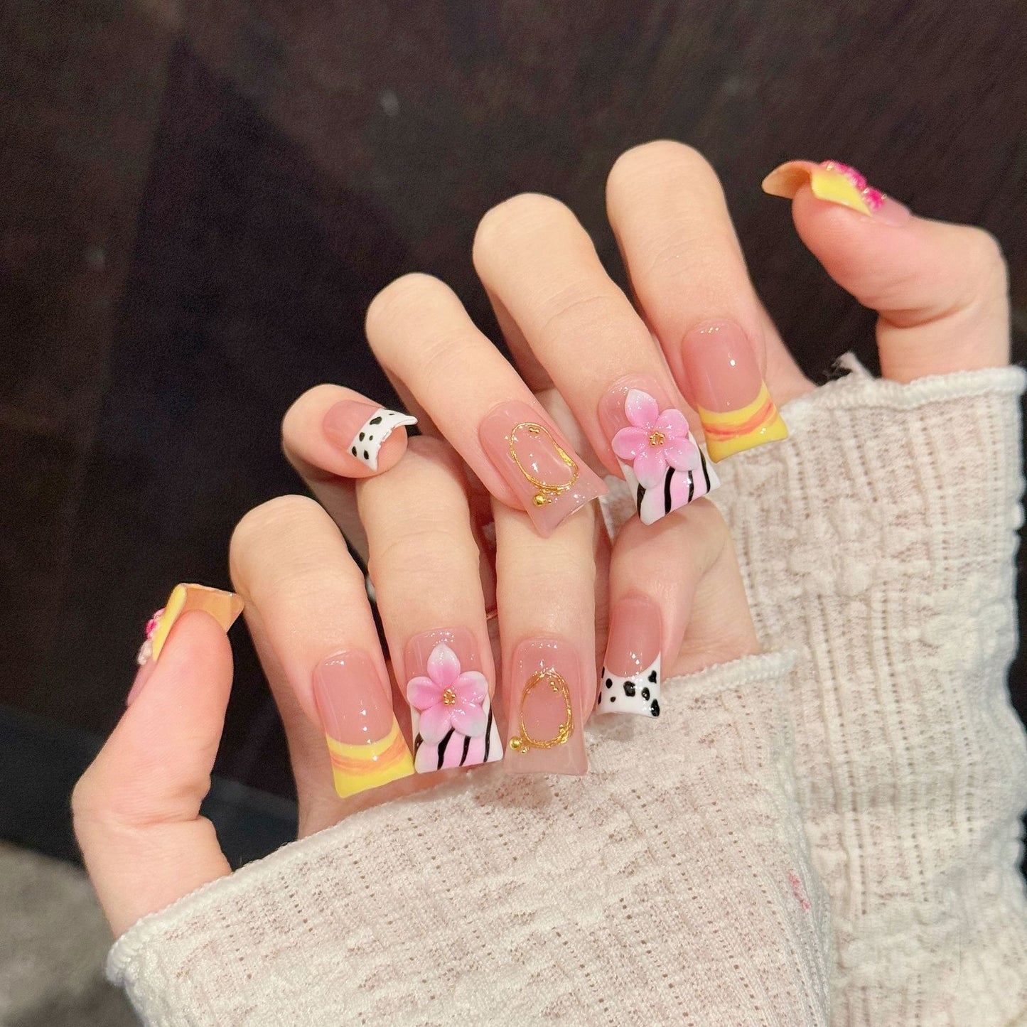 Sunset Floral Mix | Short Duck Press‑on Nails