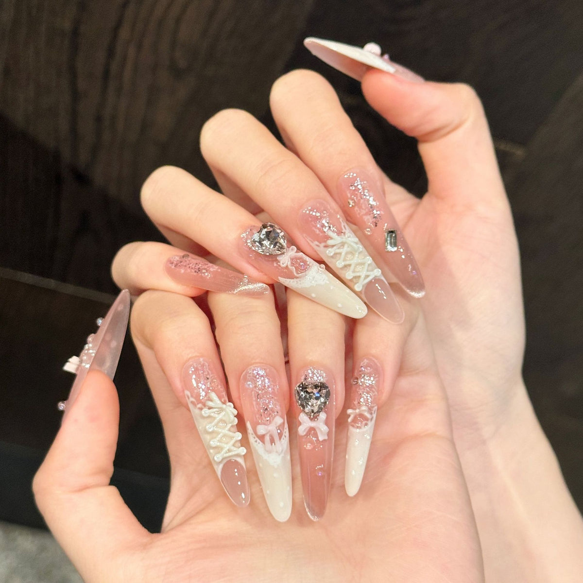 Blush Ballerina | Long Stiletto Press‑on Nails