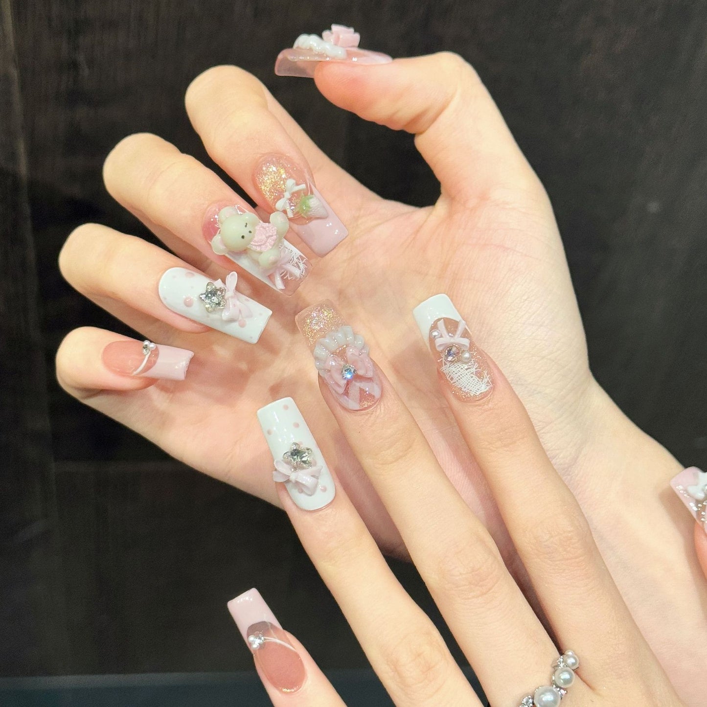 Candi Bear | Long Square Press‑on Nails
