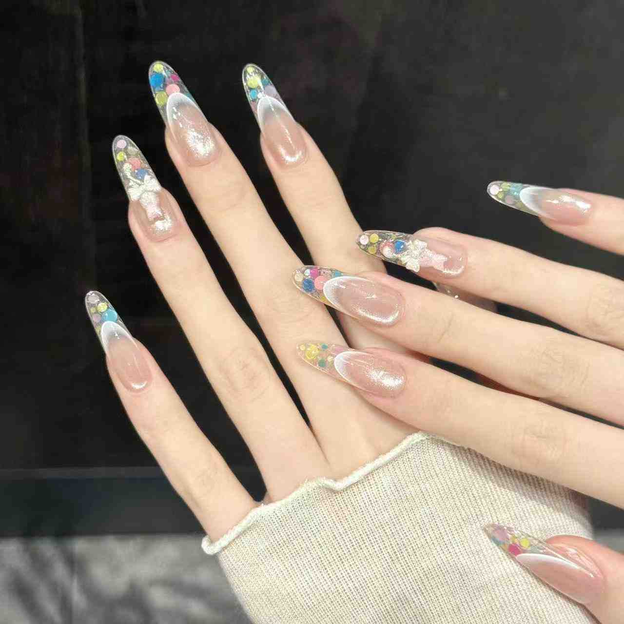 Candy Dust | Long Oval Press‑on Nails