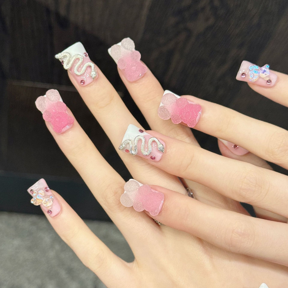 Pink Gummy Charm | Short Duck Press‑on Nails