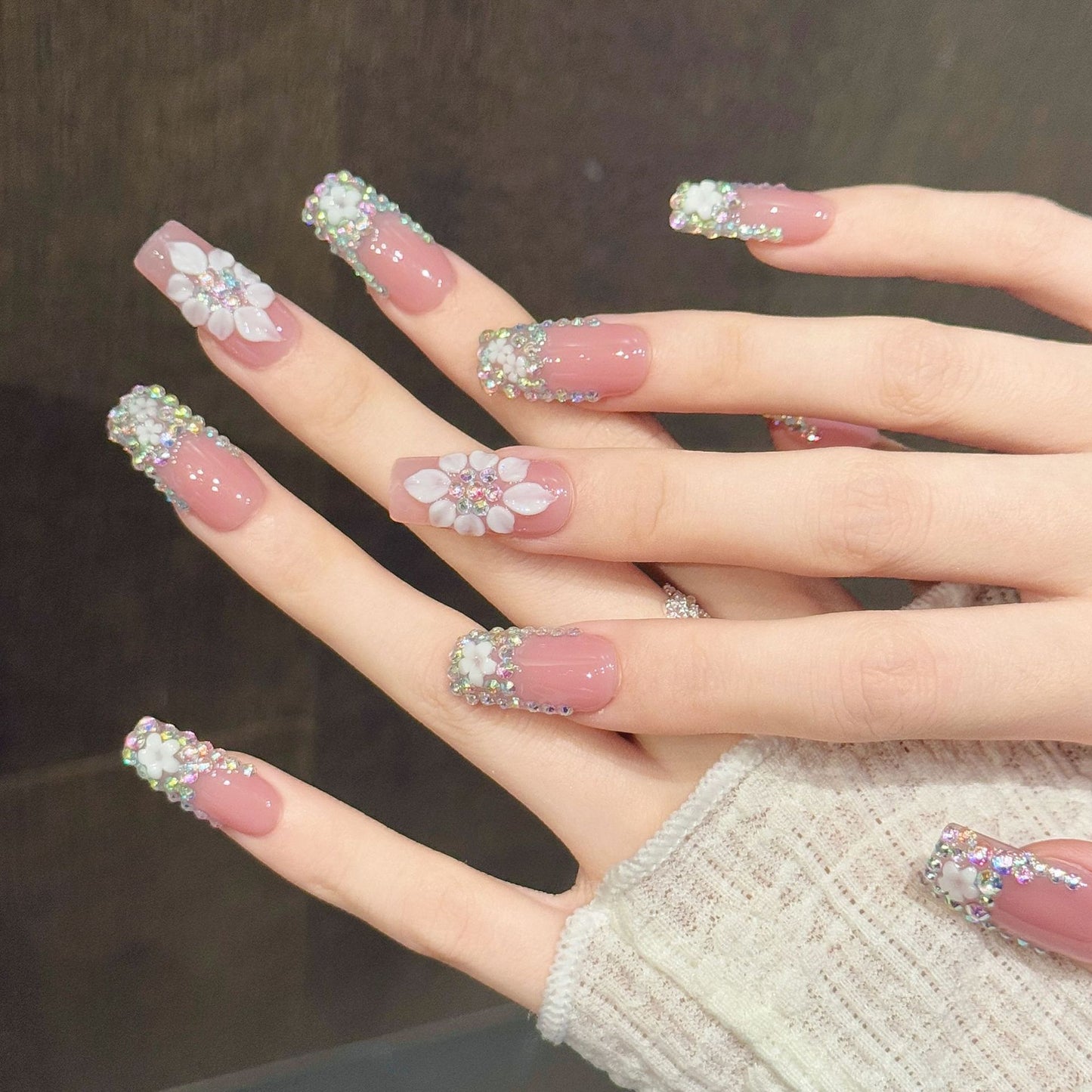 Lumi Pearl | Long Square Press‑on Nails