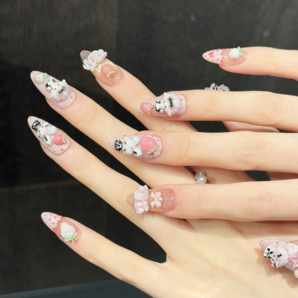 Bunny Berry | Medium Almond Press‑on Nails