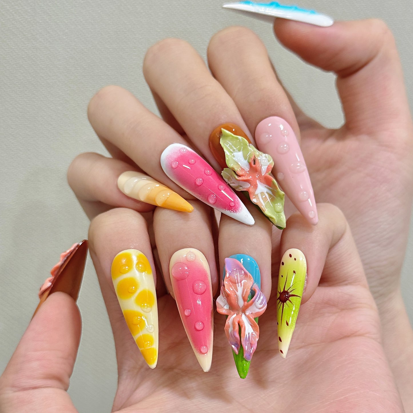 Tropic Pop | Long Stiletto Press‑on Nails