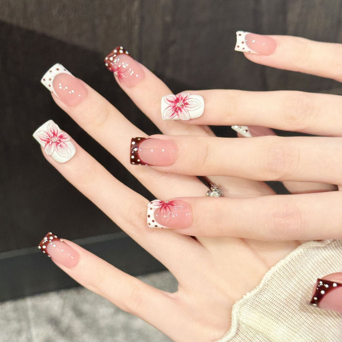 Wine Petal | Short Square Press‑on Nails