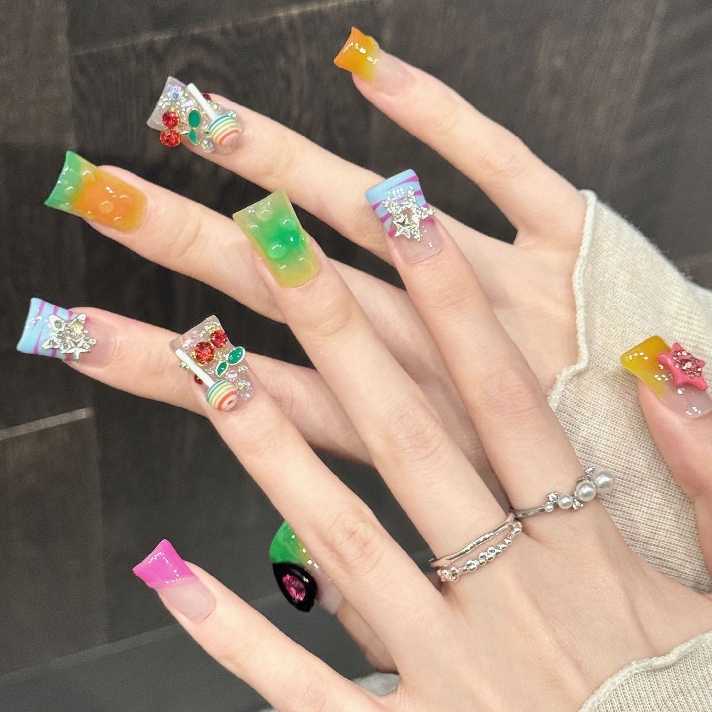 Neon Candy | Short Duck Press‑on Nails
