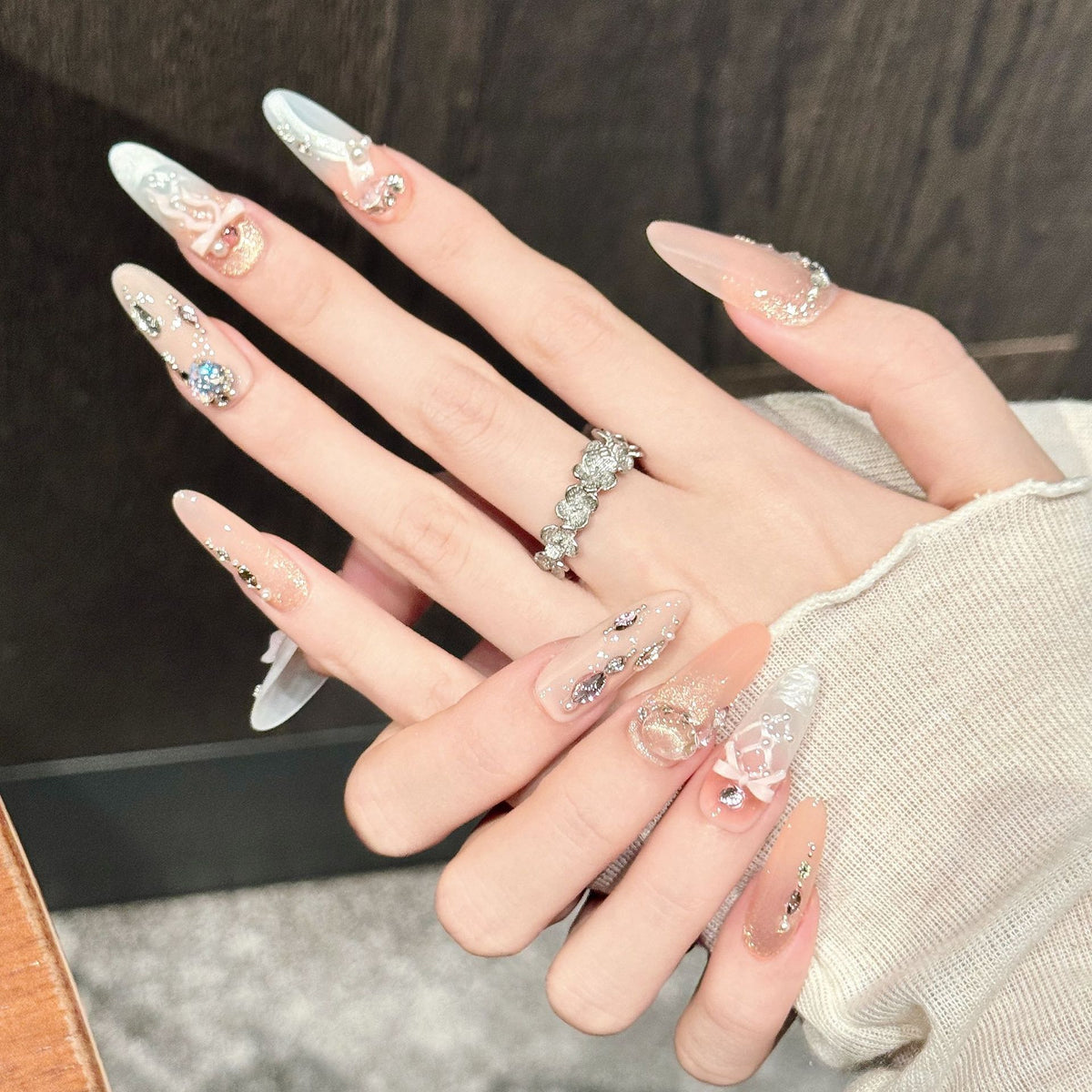 Ballet Glow | Long Oval Press‑on Nails