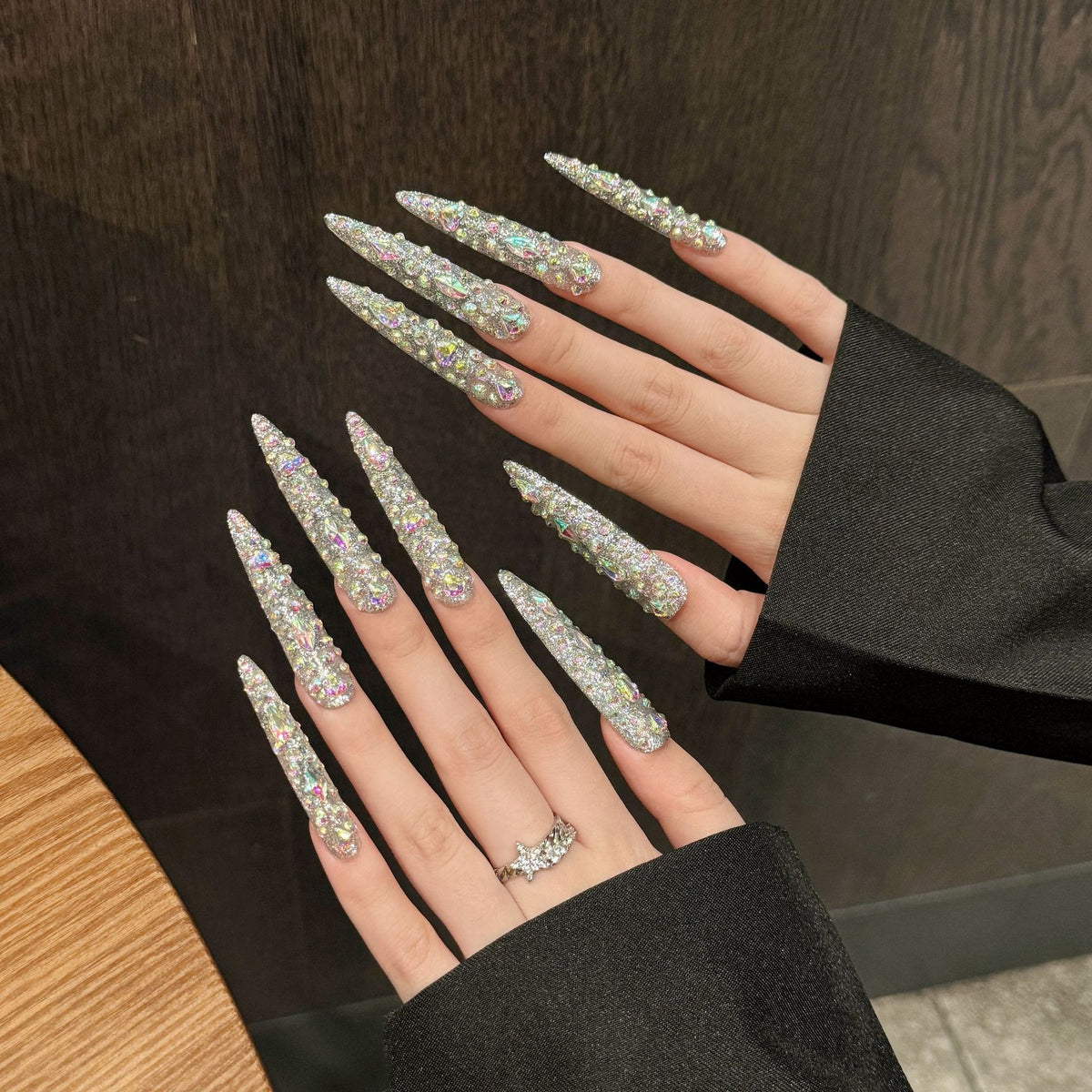 Crystal Aura | Long Stiletto Press‑on Nails
