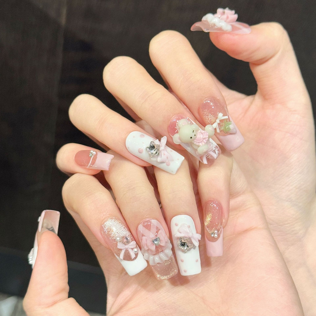 Candi Bear | Long Square Press‑on Nails