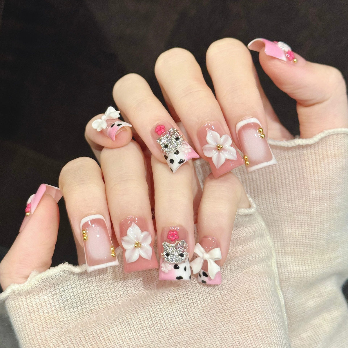 Blush Kitty | Short Duck Press‑on Nails
