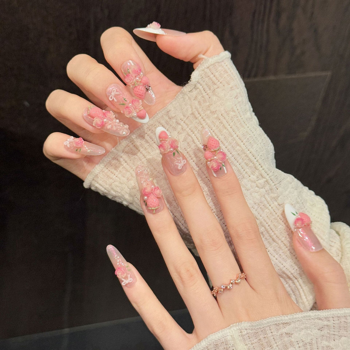 Peach Faye | Long Oval Press‑on Nails
