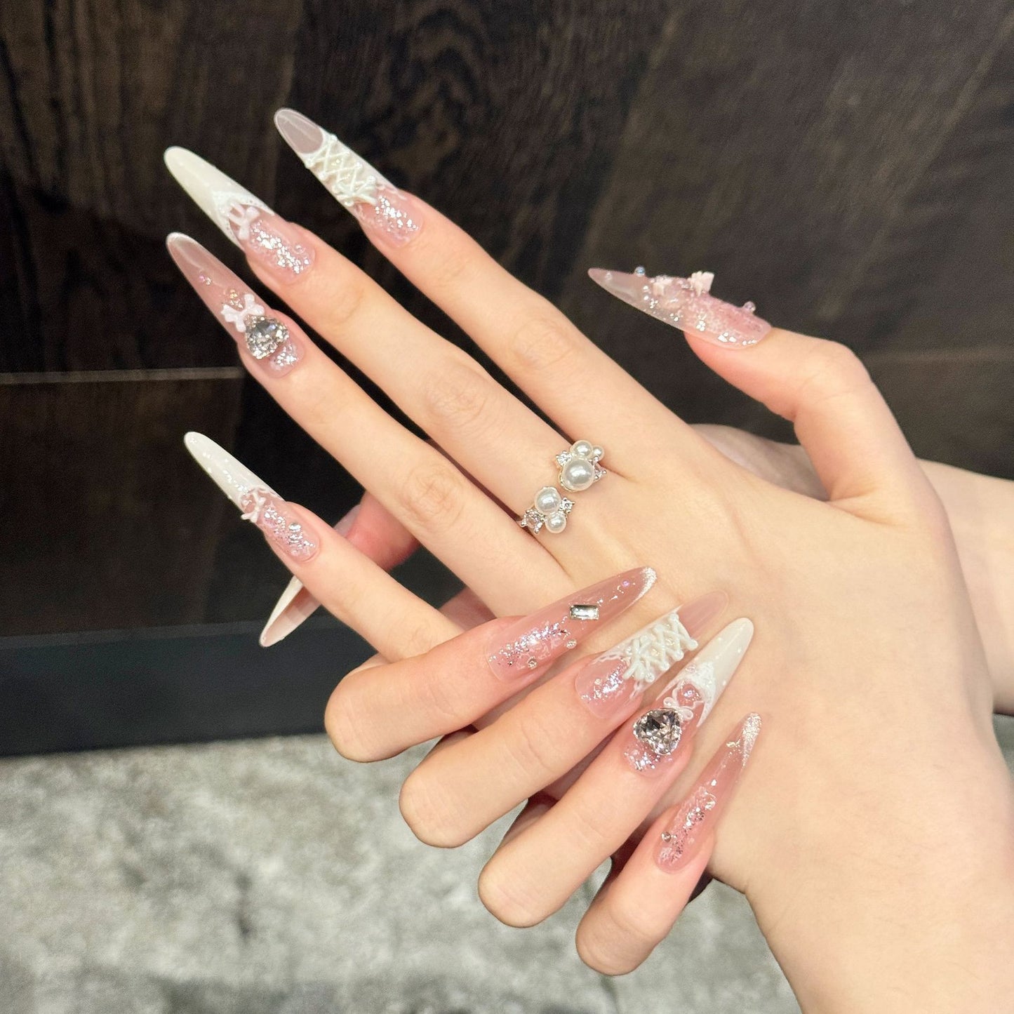 Blush Ballerina | Long Stiletto Press‑on Nails