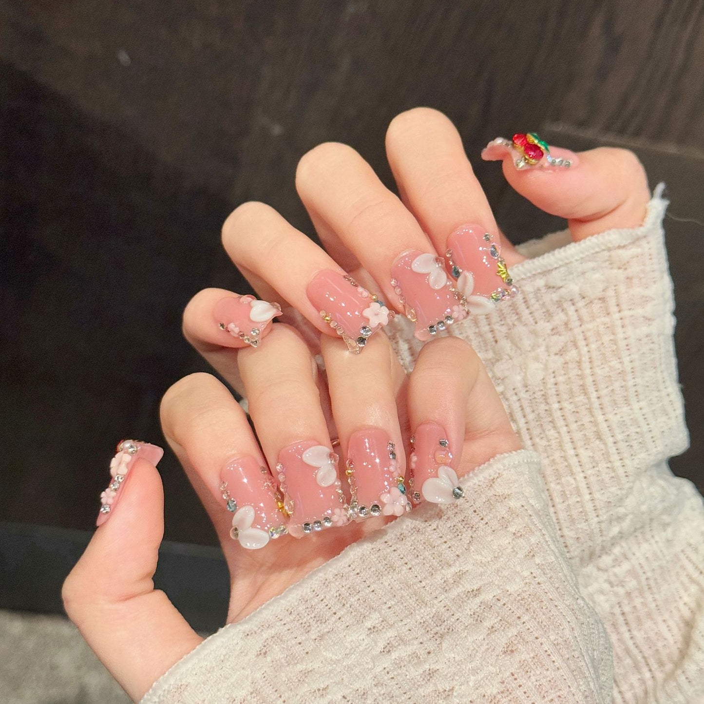 Pink Cherry Whimsy | Short Duck Press‑on Nails