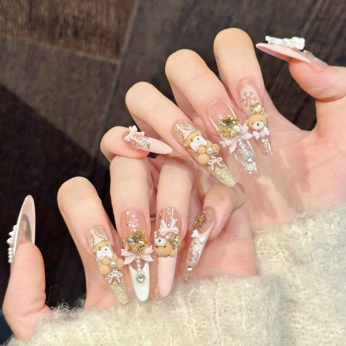 Teddy Blush | Long Stiletto Press‑on Nails