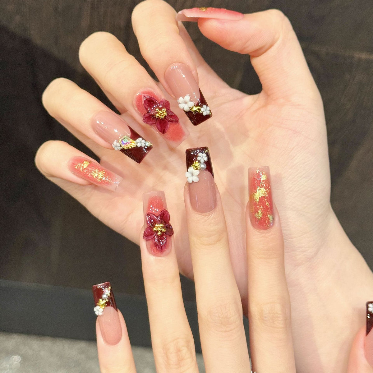 Ruby Gild | Long Square Press‑on Nails